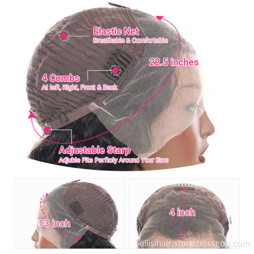 Wholesale 10A 180% 250% Pre Plucked Lace Front Human Hair Wig HD Peruvian Water Wave Lace Frontal Wig For Black Women